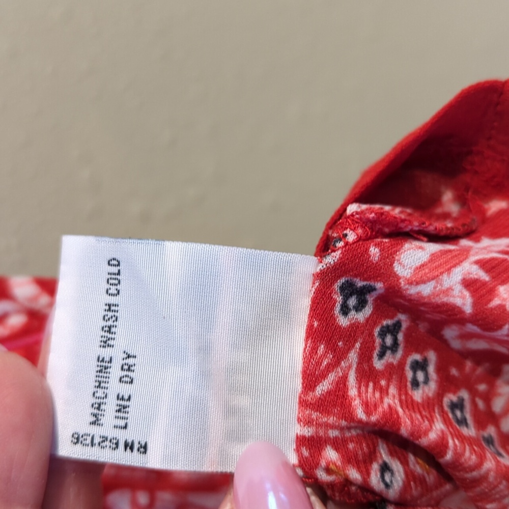Festival Y2K Guess Jeans Semi Sheer Red Small Stretch Printed Floral Depop Vtg - Picture 4 of 12